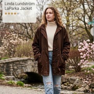 Linda Lundström LaParka Vintage Brown Hooded Spring Jacket.
